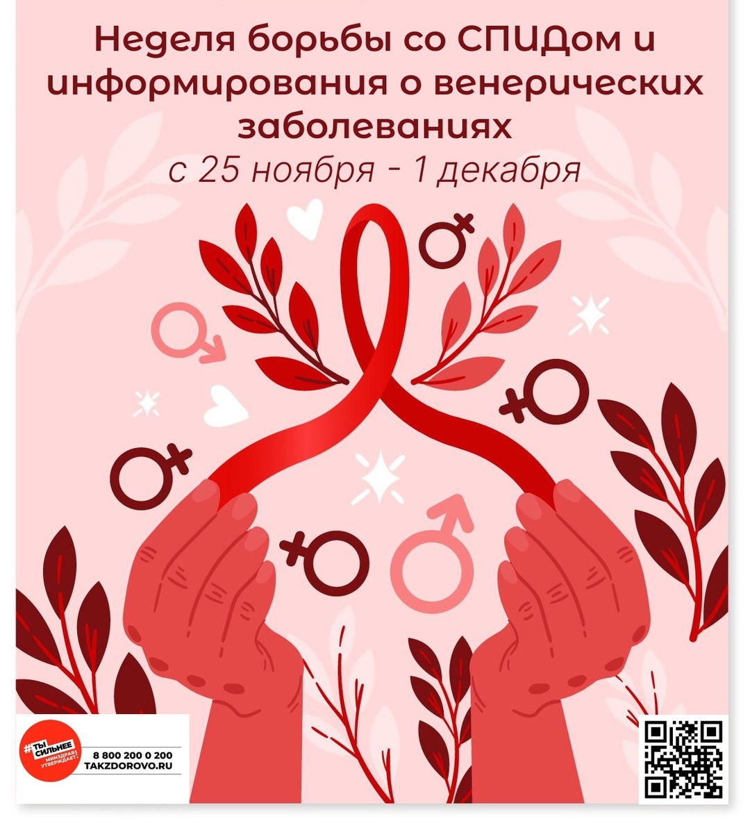  25 ноября по 1 декабря 2024г. - неделя борьбы со СПИДом и информирования о венерических заболеваниях 