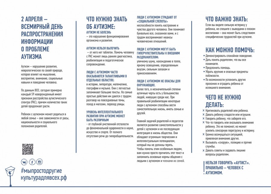 ЗАЖГИ СИНИМ. ВСЕМИРНЫЙ ДЕНЬ РАСПРОСТРАНЕНИЯ ИНФОРМАЦИИ ОБ АУТИЗМЕ.